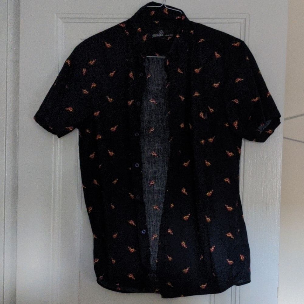 MOLOKAI SURF Pizza Print Hawaiian Shirt